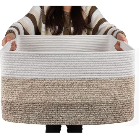 Panier à linge 100 L, paniers rectangulaires tissés pour le rangement, panier à linge pour couvertures, jouets, vêtements sales,Kaki