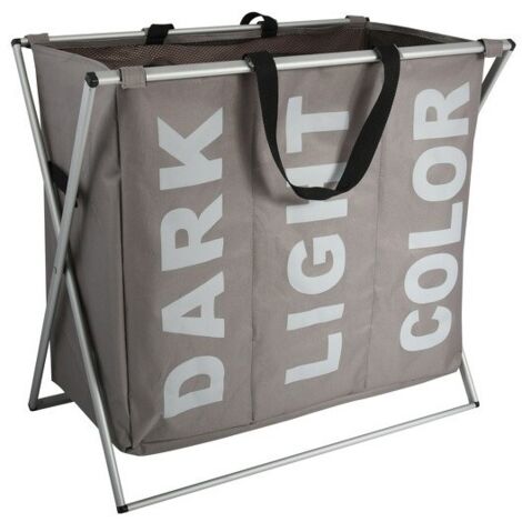 Panier à  linge 3 compartiments DARK LIGHT COLOR (3x30L) Taupe MSV