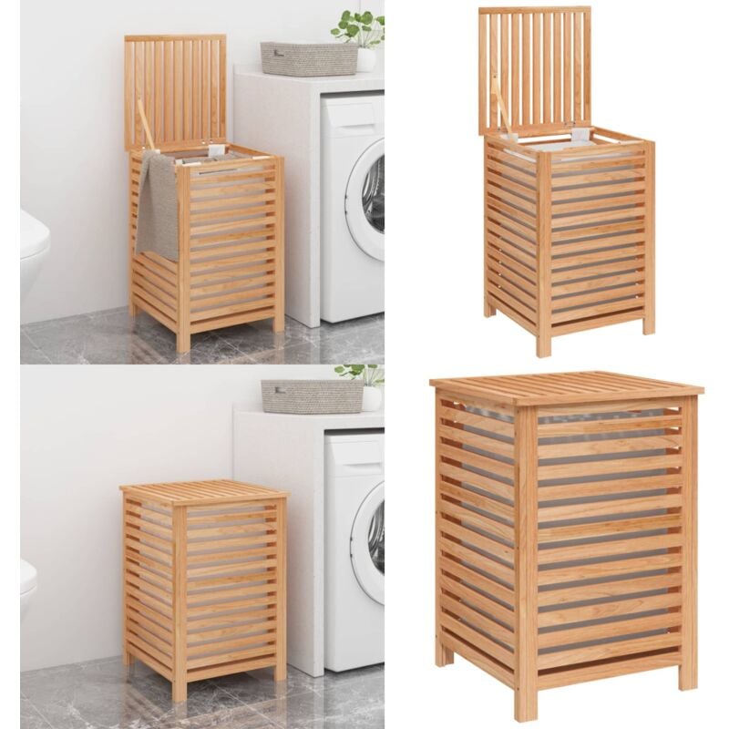Panier à linge 45x45x65 cm Bois massif de noyer - panier à linge - paniers à linge - Home & Living - Brun