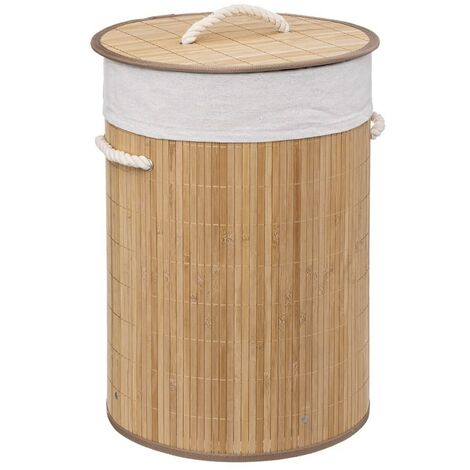 Panier à linge 48L rond bambou