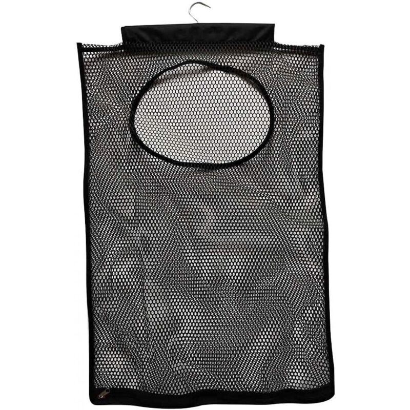 Panier à linge à suspendre, pliable, panier de rangement à suspendre, panier à linge en maille et respirant, panier à linge sale (noir)