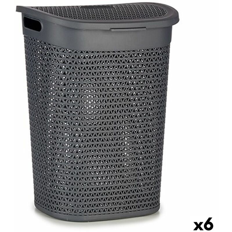 Panier à linge anthracite plastique 60 l 43,5 x 57,5 x 34 cm (6 pièces)
