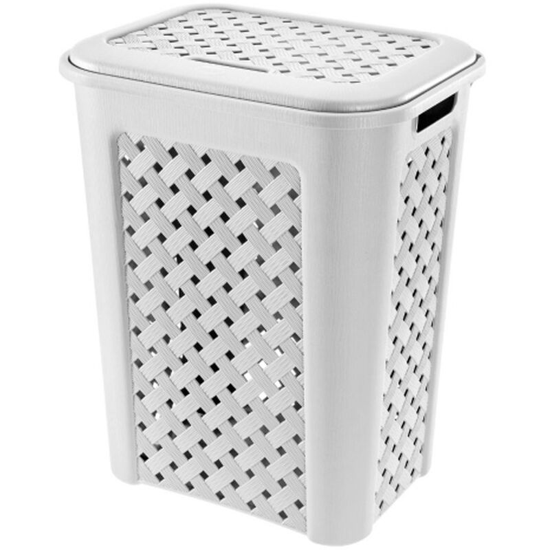 Seau à Linge blanc, 37,5 x 27,5 x 47 cm - Tontarelli