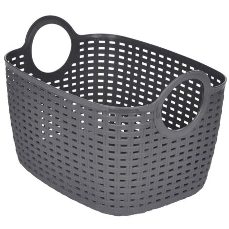 Panier à Linge Arrondi "Tressé" 12L Gris