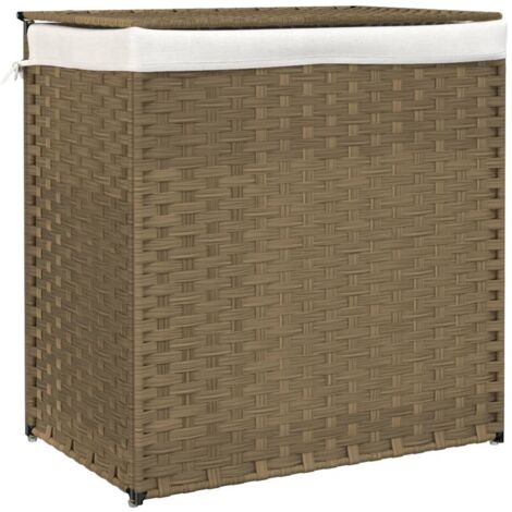 Panier à linge avec 2 sections 53x35x57 résine tressée