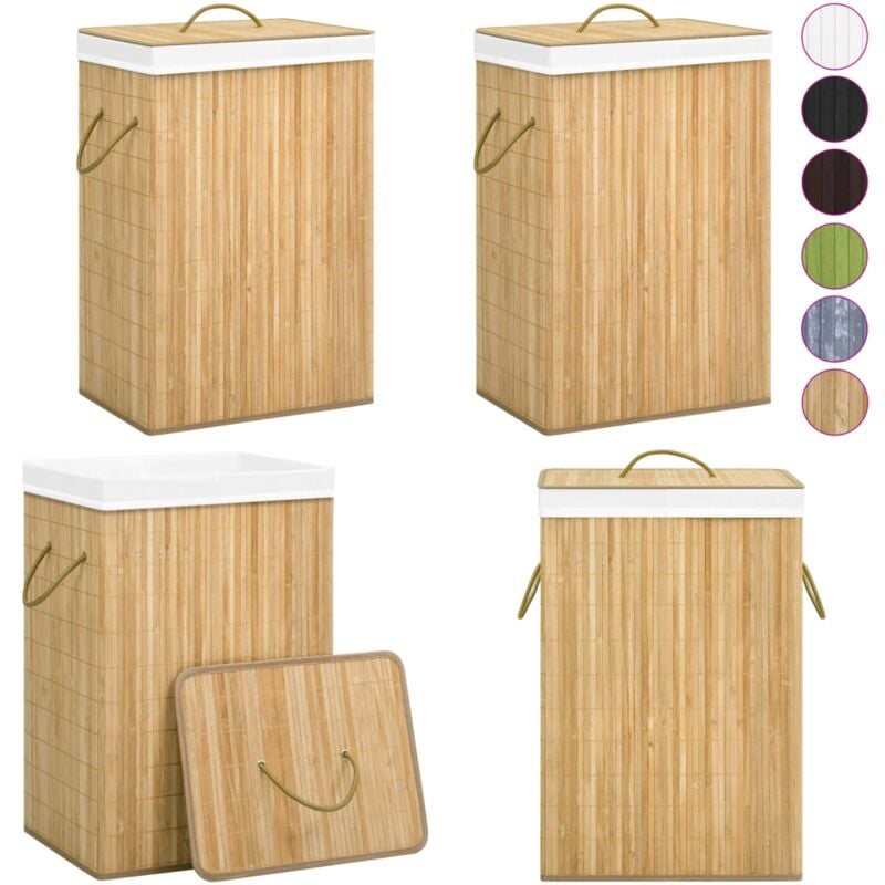 Panier à linge avec 2 sections bambou 72 l - panier à linge - paniers à linge - Home & Living - Brun