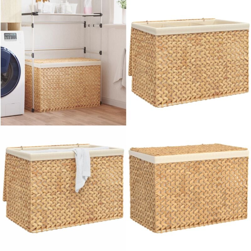 Vidaxl - Panier à linge avec 3 sections 75x42,5x52 cm hyacinthe d'eau - panier à linge - paniers à linge - Home & Living - Brun