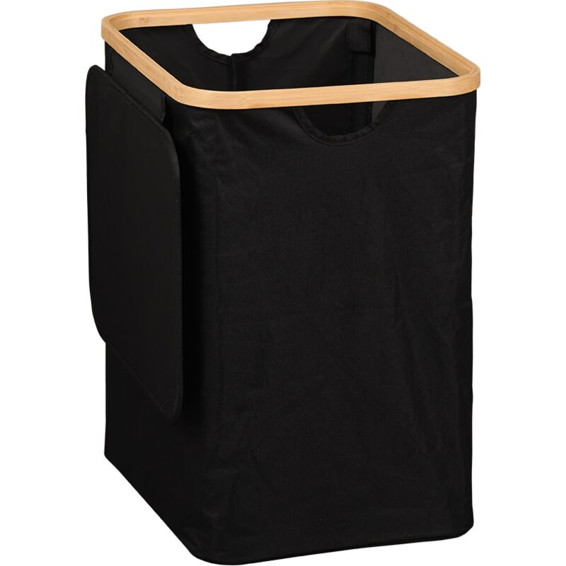 Panier à linge avec cadre en bambou, 41 x 33 cm