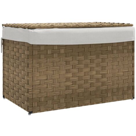 Panier à linge avec couvercle 55,5x35x34 résine tressée
