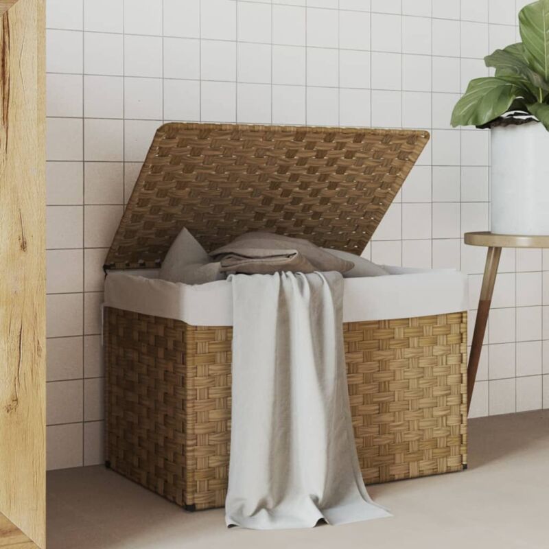 Panier à linge avec couvercle 55,5x35x34 cm résine tressée Vidaxl