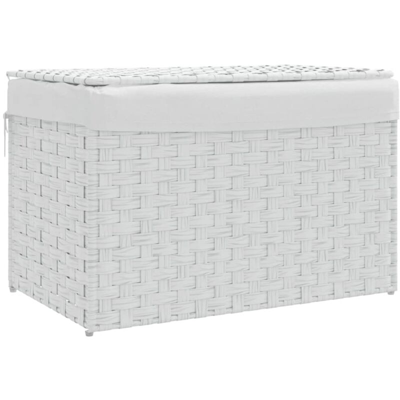 Vidaxl – Panier à linge pliable en résine tressée blanc 55,5x35x34cm – Couvercle anti-odeurs – Sac intérieur amovible – Design esthétique