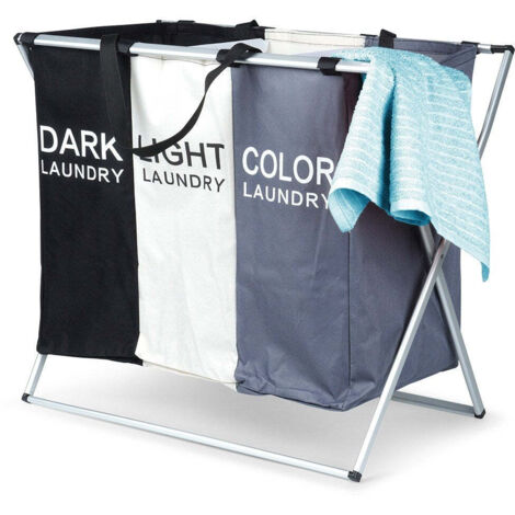 Panier a linge avec trois compartiments pour un tri facile