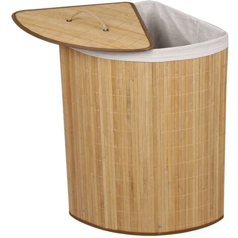 Panier à linge Bambou 57 L Naturel Sac à linge Angulaire Pliable