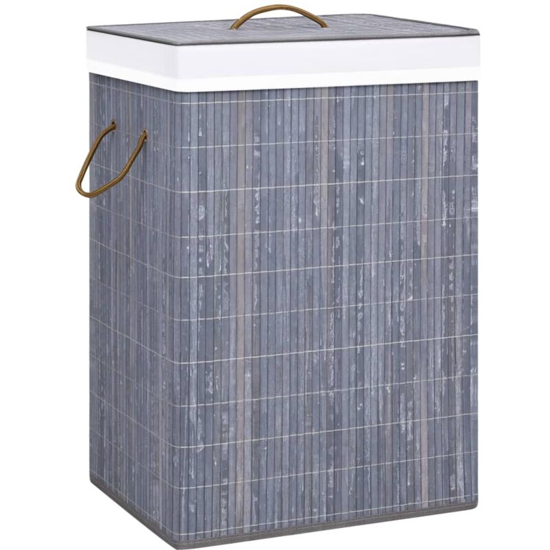 Panier à linge avec 2 sections bambou gris 72 L vidaXL