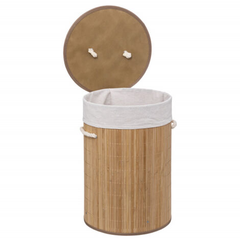 Panier à linge bambou rond 48 litres Atmosphéra