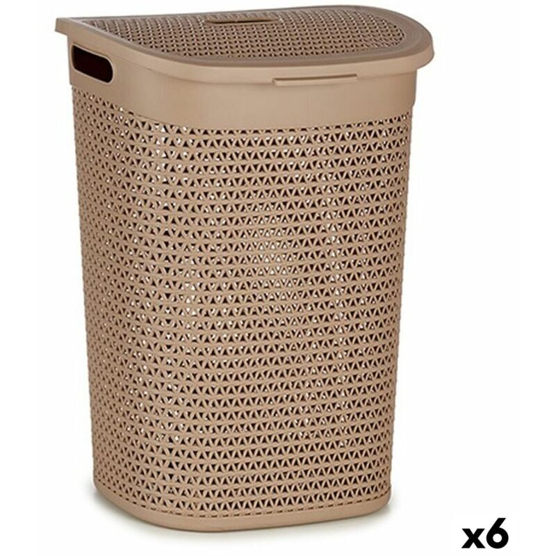 Panier à linge en plastique beige 60 l 43,5 x 57,5 x 34 cm (6 pièces)