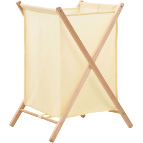 Panier à linge Bois de cèdre et textile Beige 42 x 41 x 64 cm vidaXL