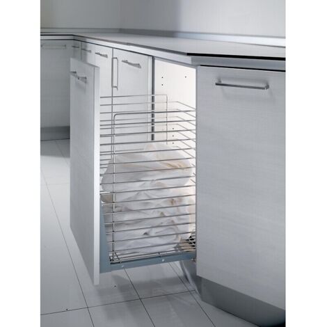 Panier à linge chromé avec amortissement à la fermeture 60 x 50 fixation façade - INOXA SRL