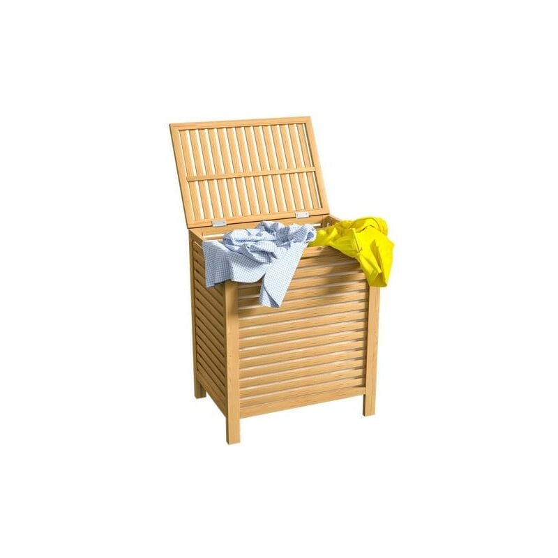 Panier à Linge coffre Meuble Bambou, 61 cm de haut et 62 litres environ