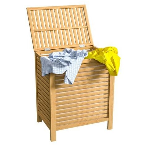 Panier à Linge coffre Meuble Bambou, 61 cm de haut et 62 litres environ
