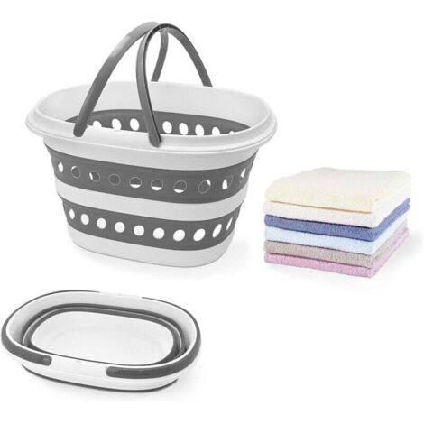 Panier à linge compact pliable de 16 litres (4,2 gallons) - Conteneur de rangement extensible avec poignée - Panier à linge portable peu encombrant pour trier les vêtements (1 pièce, gris)