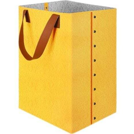 Panier à Linge, Corbeille a Linge avec Poignées, 72L Grand Bac de Rangement en Feutre, Pliable Sac à Linge, Organisation Polyvalent, Panier a Linge Sale - Jaune (30 x 40 x 60 cm)
