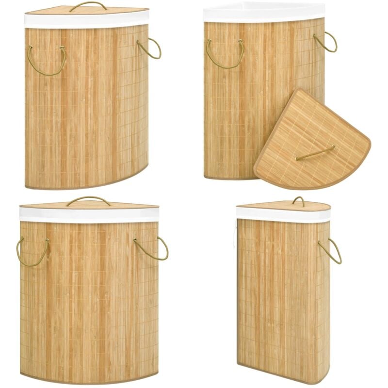 Panier à linge d'angle Bambou 60 l - panier à linge d'angle - paniers à linge d'angle - Home & Living - Brun