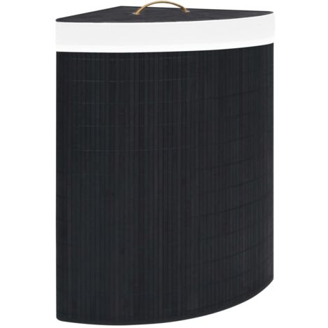 Panier à linge d'angle bambou 60 litres noir