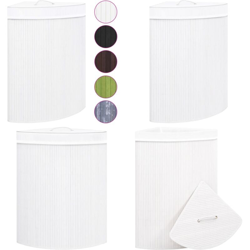 Vidaxl - Panier à linge d'angle Bambou Blanc 60 l - panier à linge d'angle - paniers à linge d'angle - Home & Living - Blanc
