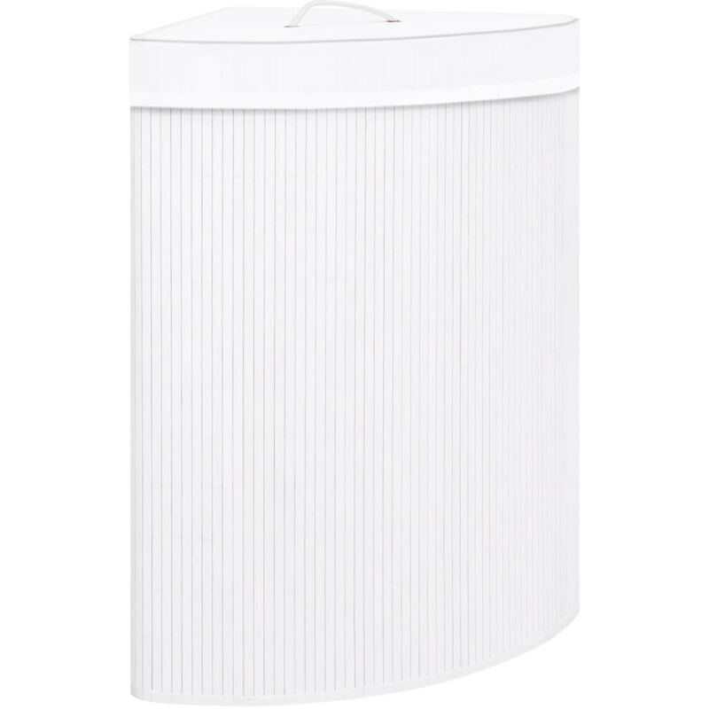 Panier à linge d'angle Bambou Blanc 60 l Vidaxl
