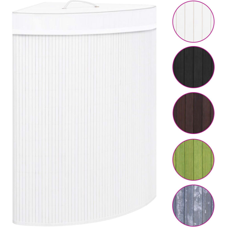 Panier à linge d'angle Bambou Blanc 60 l