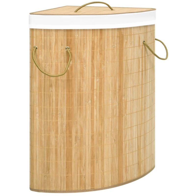 Panier à linge d'angle Bambou 60 l