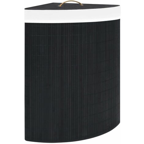 Panier à linge d'angle Bambou Noir 60 L