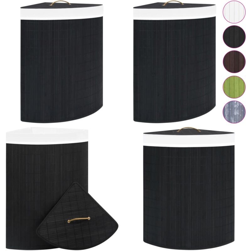 Panier à linge d'angle Bambou Noir 60 l - panier à linge d'angle - paniers à linge d'angle - Home & Living - Noir