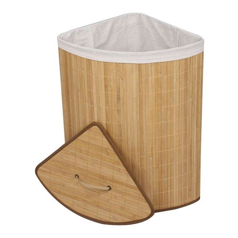 Panier à linge d'angle en bambou 57 l : Pratique brun clair