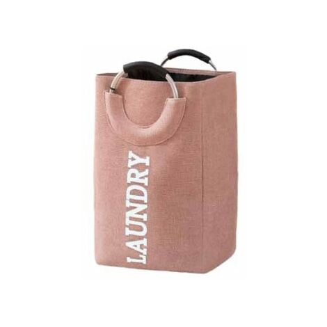 Panier à linge de grande capacité, sac de rangement pour le linge, avec anneau, poignée en aluminium, Portable, pliable, pour vêtements, salle de bains,pink