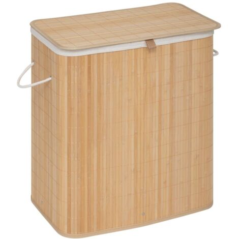 Panier à linge de tri rectangle 100L en bambou
