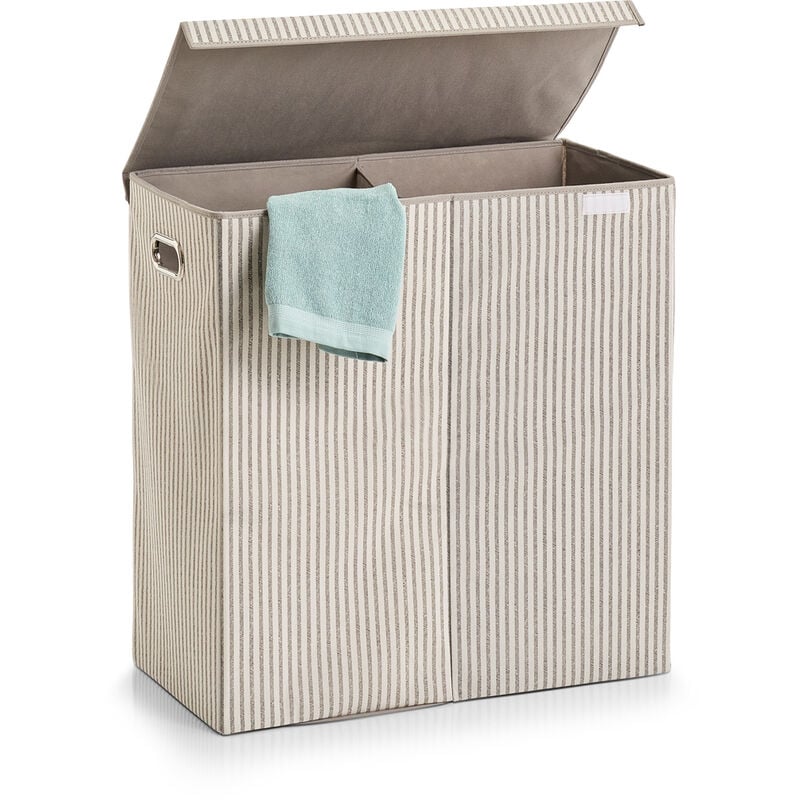 Panier à linge double compartiment, conteneur pliable pour sous-vêtements sales - 120 l, 63 x 61,5 x 31 cm Zeller