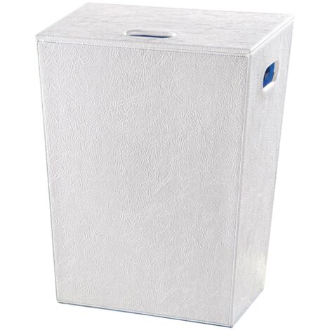 Panier à linge Ecopelle en cuir synthéthique avec sac 48x30xh61cm - blanc perle
