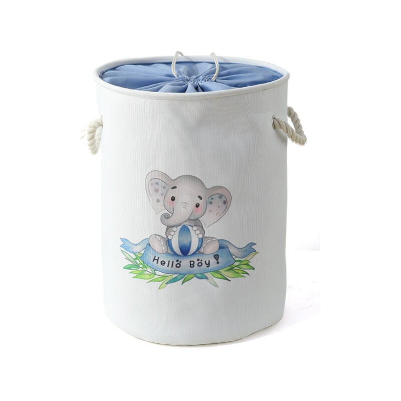 Panier à Linge Éléphant pour Chambre d'enfant Grand Panier de Rangement en Tissu avec Cordon de Serrage pour Buanderie, Enfant Jouets, Vêtements de