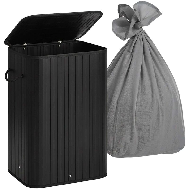 Panier a linge en bambou panier a linge a 2 compartiments avec couvercle