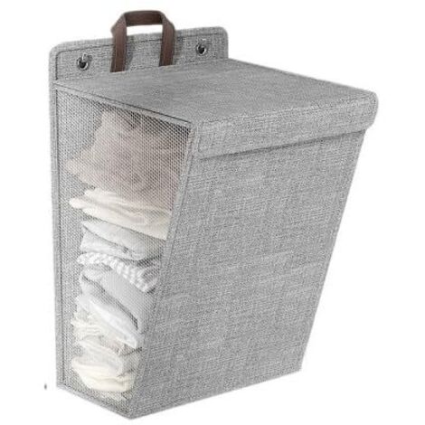 Panier à linge en coton et lin – un panier de rangement pliable et multifonctionnel adapté aux maisons, salles de bains et dortoirs  fixation murale pour ranger le linge sale.