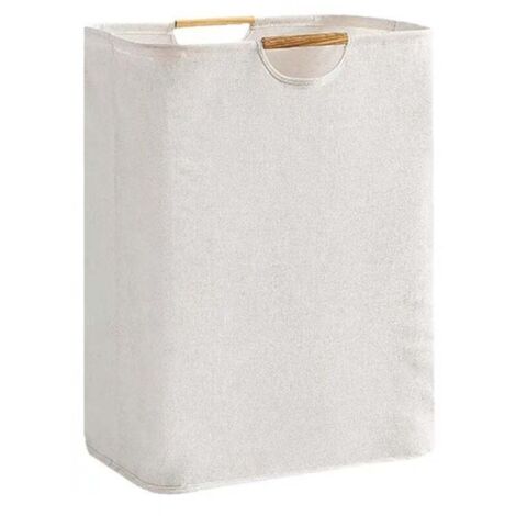 Panier à linge en coton - sac à linge - avec poignée - 40x30x60cm - résistant - grande capacité - pliable - - blanc