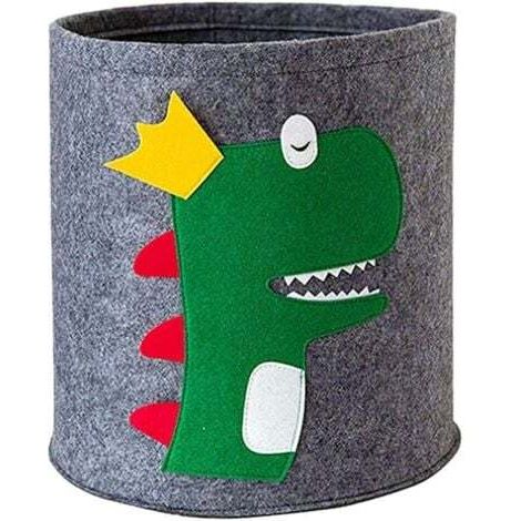 Panier à linge en feutre - Dinosaure, panier pour bébé, panier de rangement rond, pliable, pour le bureau, la chambre à coucher, les vêtements, les livres