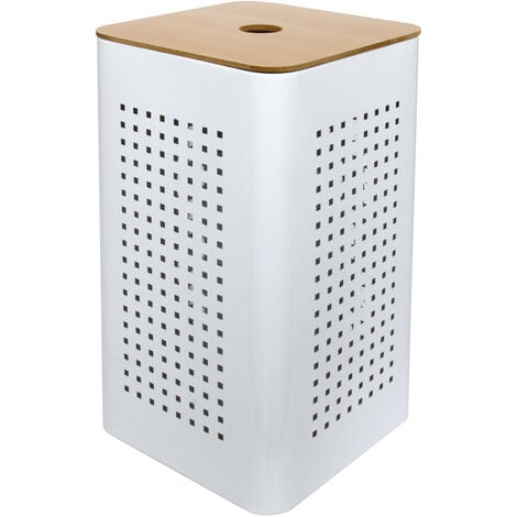 HOMEMAISON Panier à linge pm en métal blanc