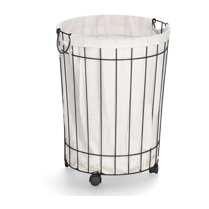 Panier à linge en métal sur roulettes, ø 44 x 55 cm