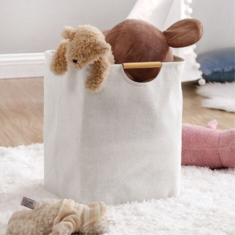 Panier à linge extensible imperméable avec poignées bois pour maison/bain, capacité 40cm