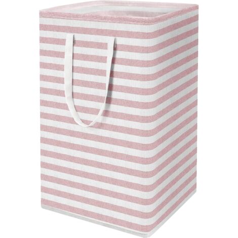 HEYTEA Panier à linge, grand panier à linge pliable de 75 L avec poignées, panier à linge autoportant résistant à l'eau, panier de rangement, sacs de rangement pour vêtements et jouets, 24,4" (H), rose