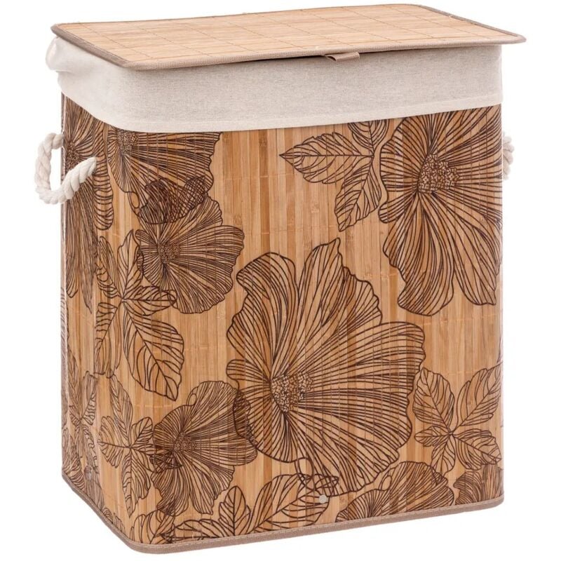 5five Simply Smart - Panier à Linge Blackflora 60L En Bambou Beige Five