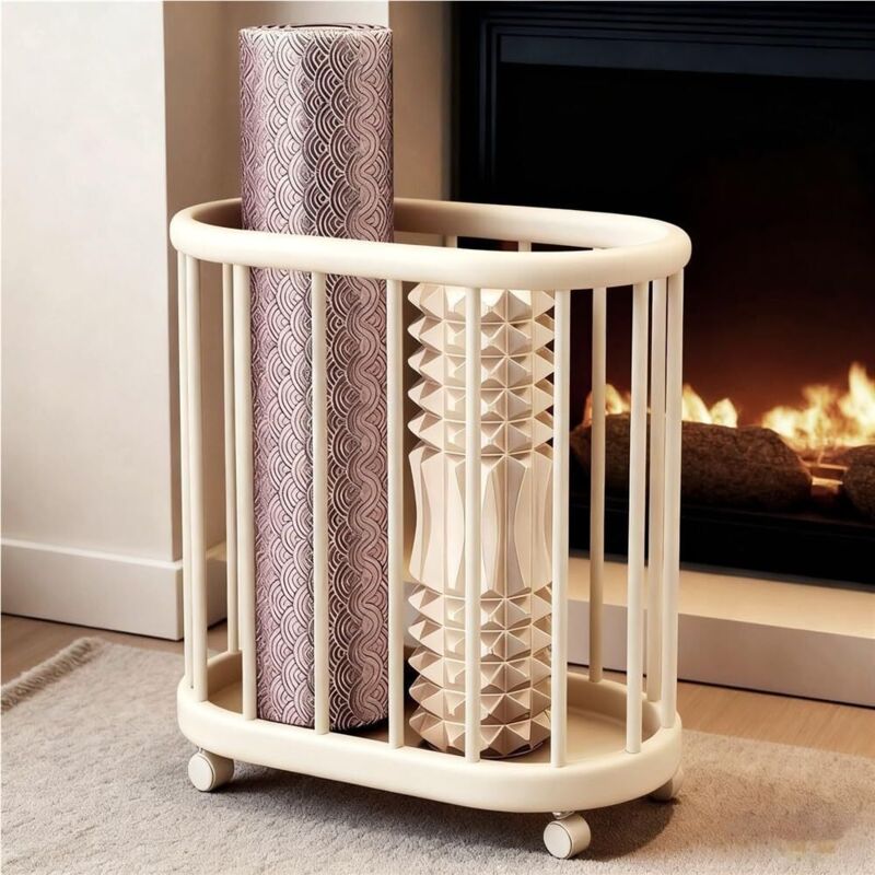SIENTICE Panier à linge moderne à roulettes, support de rangement pratique pour tapis de yoga, panier de rangement multifonctionnel (58 x 30 x 60 cm)